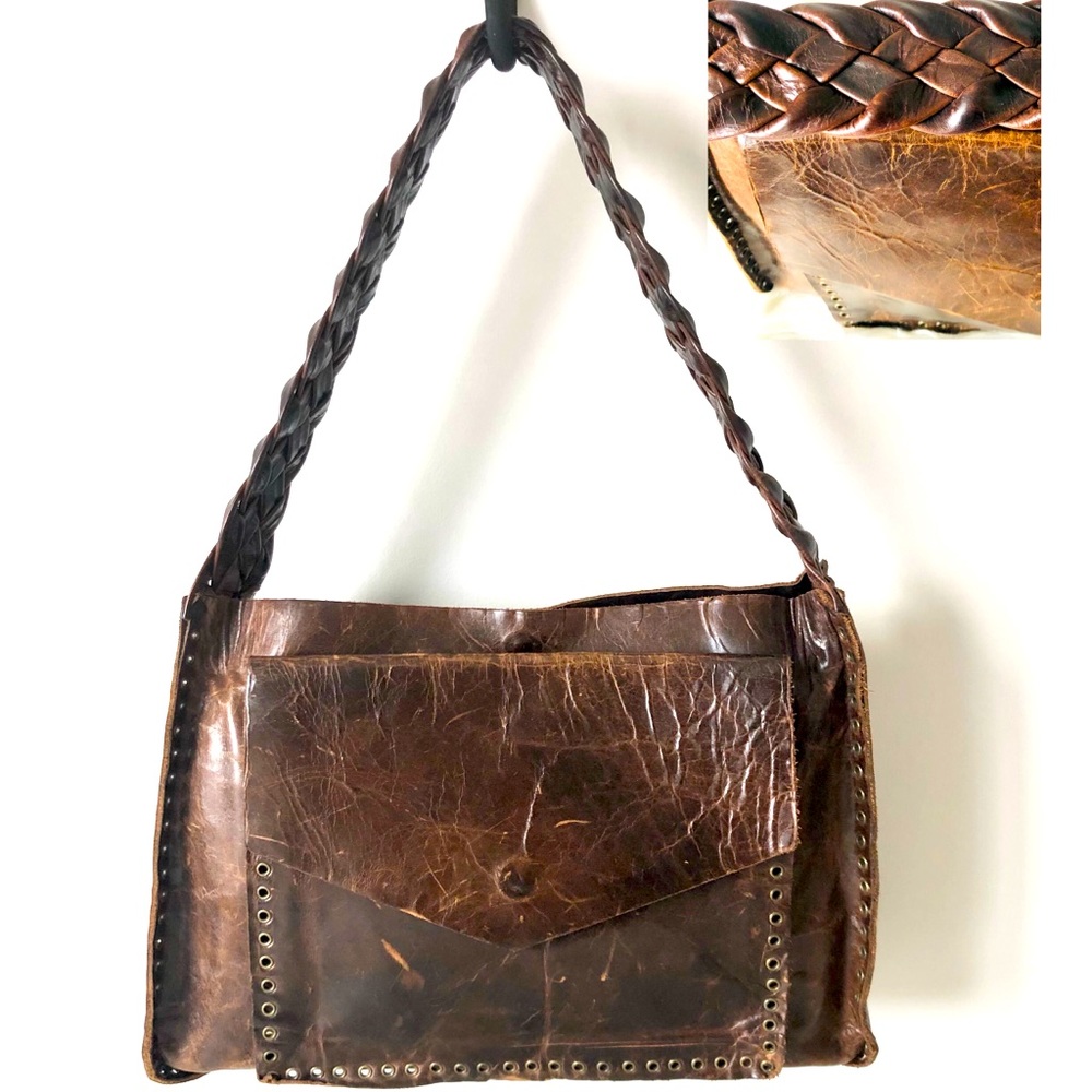 Custom handmade braided leather bag